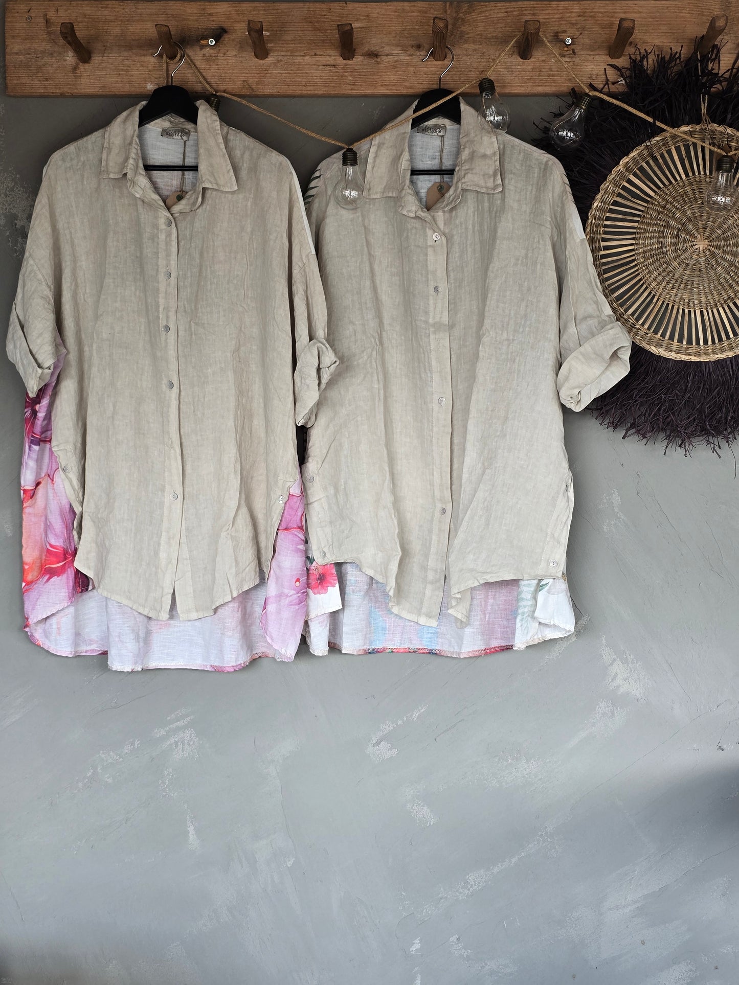 LINNESKJORTA Kahlo Green Oversize