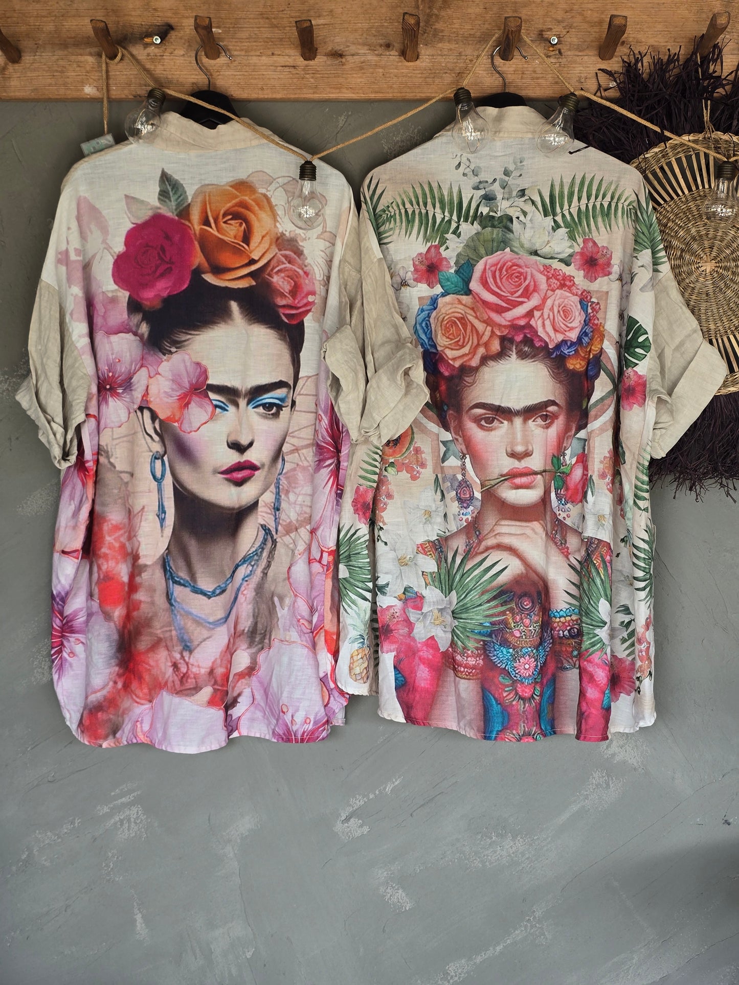 LINNESKJORTA Kahlo Green Oversize