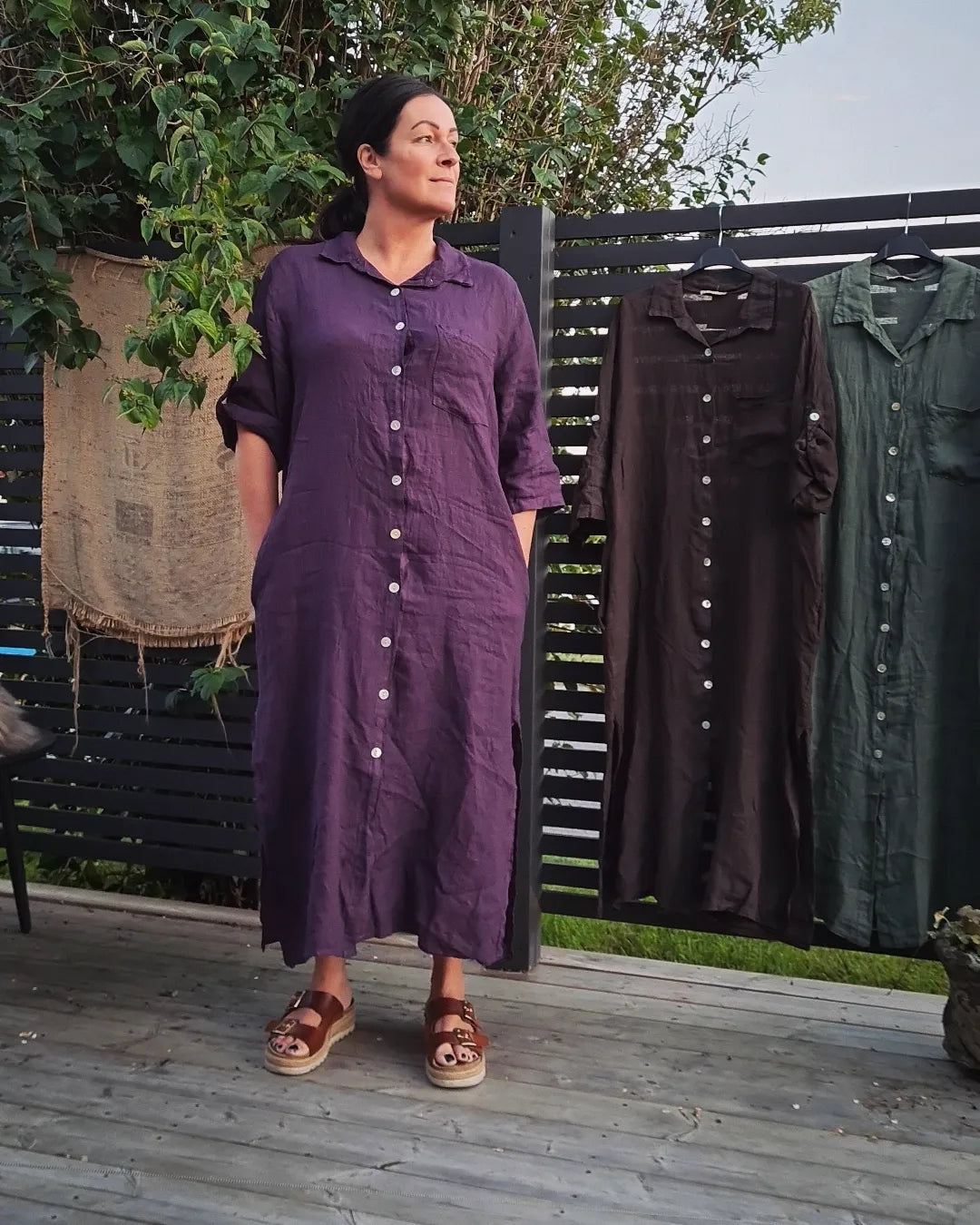 LINNEKLÄNNING purple