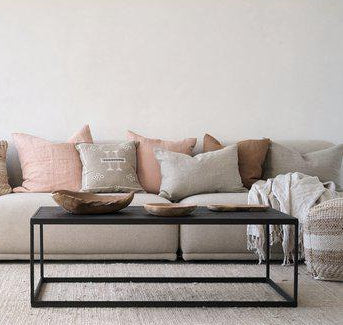 KUDDFODRAL 100% LINNE Rosa/sand 60x60