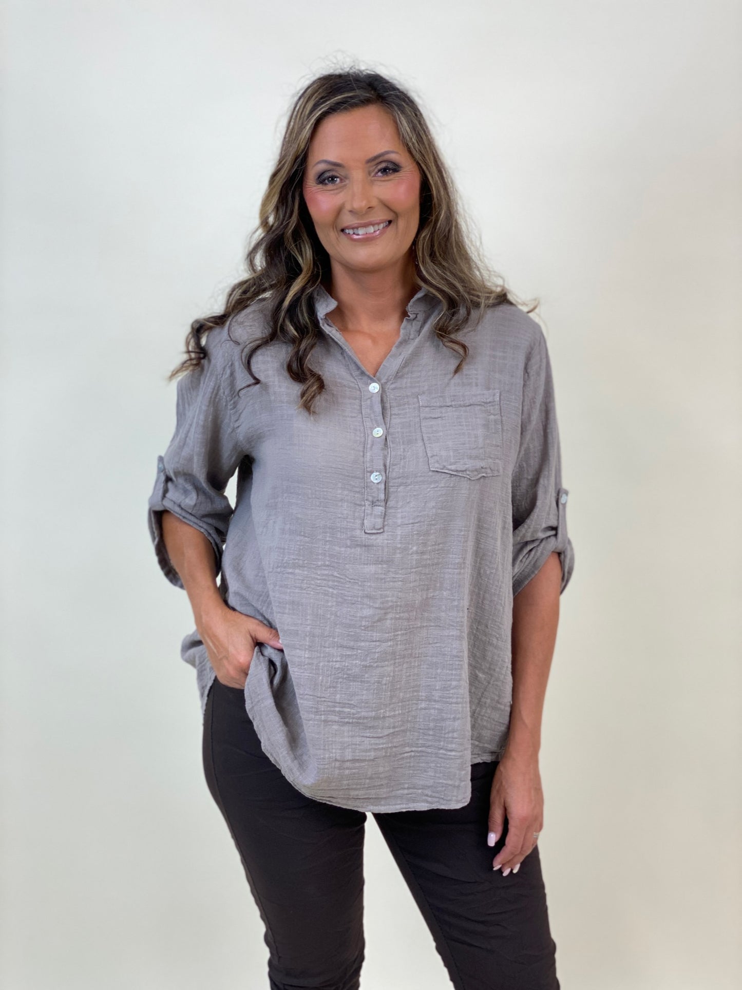 BLUS linnelook taupe