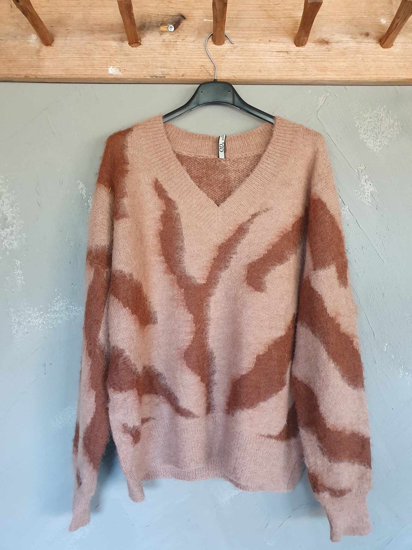 TRÖJA camel/brun v-hals
