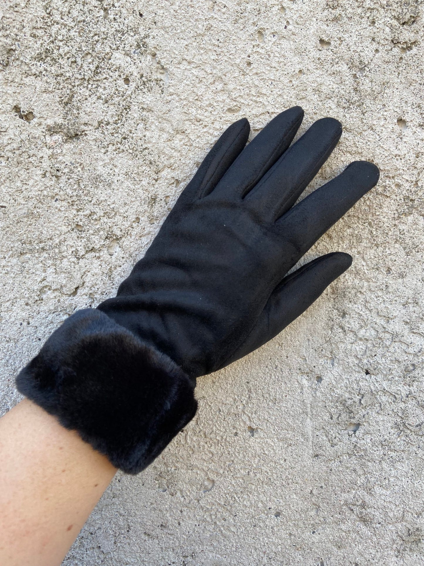 HANDSKE päls svart