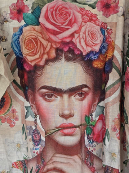 LINNESKJORTA Kahlo Green Oversize