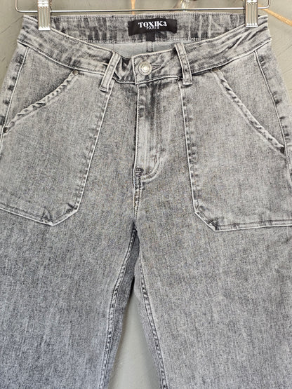 JEANS Grå tvätt Vida raka ben