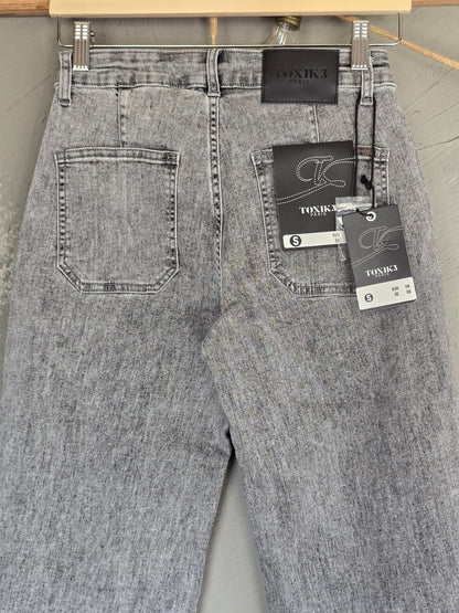 JEANS Grå tvätt Vida raka ben