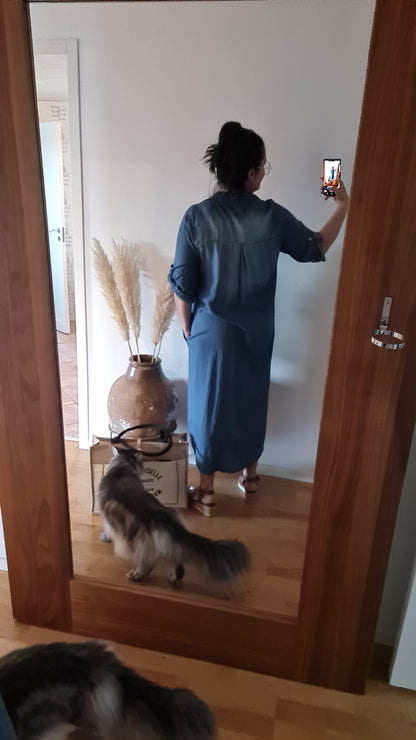 JEANSKLÄNNING Mörk tvätt Lyocell