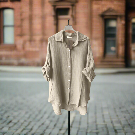 LINNESKJORTA Felicia Beige