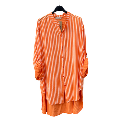 LÅNGSKJORTA Randig Aprikos/orange