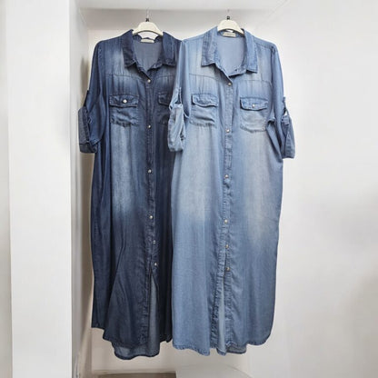 JEANSKLÄNNING Ljus tvätt Lyocell