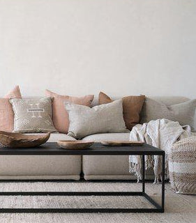 KUDDFODRAL 100% LINNE Rosa/sand 50x50