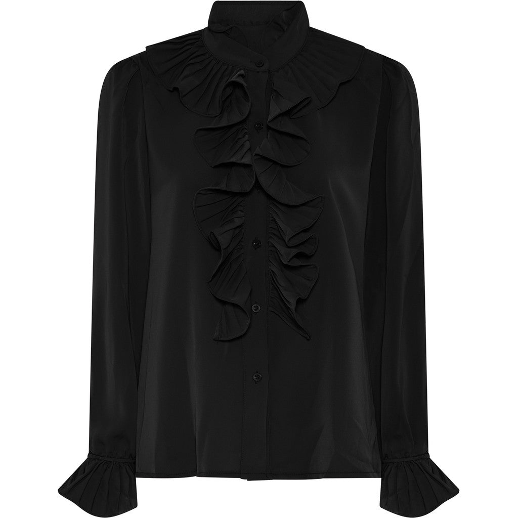 BLUS Svart Plisserad