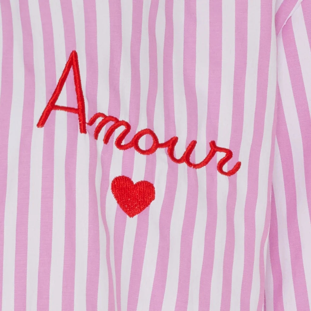 SKJORTA Randig Rosa Amour