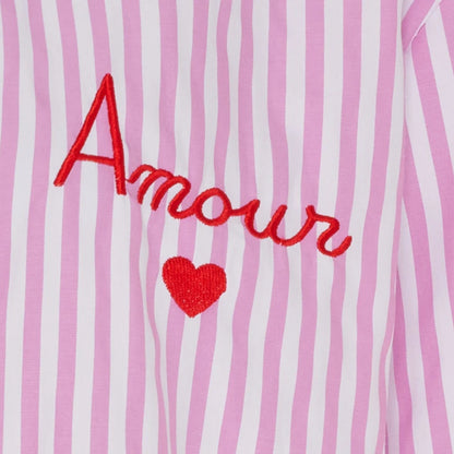 SKJORTA Randig Rosa Amour