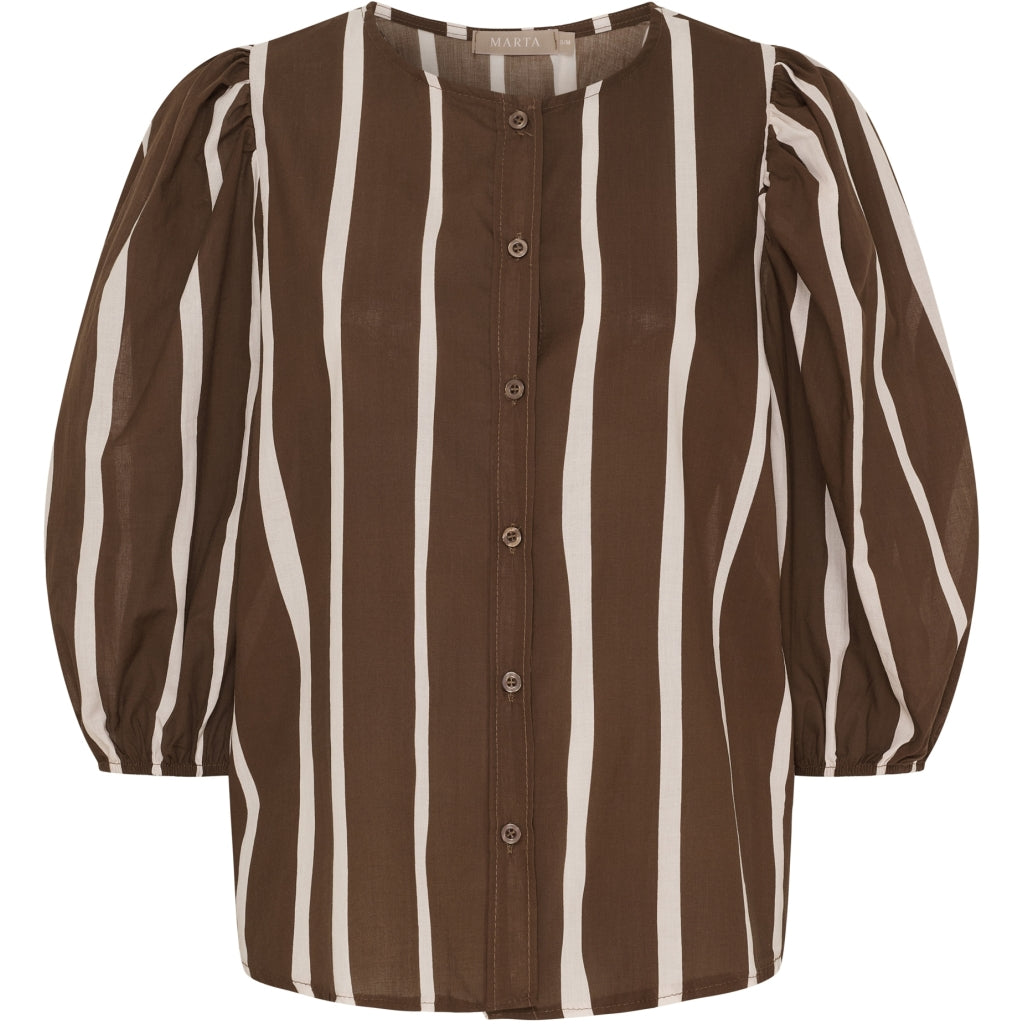 BLUS Randig Brun/vit