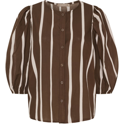BLUS Randig Brun/vit