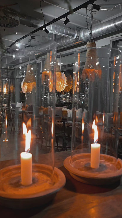 LJUSLYKTA terracotta/glascylinder h30 cm ERNST (inkommer februari -26)