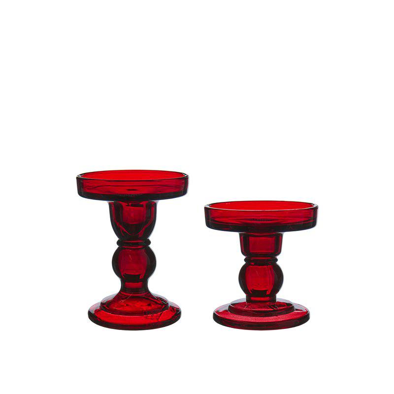 LJUSSTAKE Glas Röd 2/set