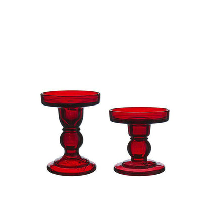 LJUSSTAKE Glas Röd 2/set