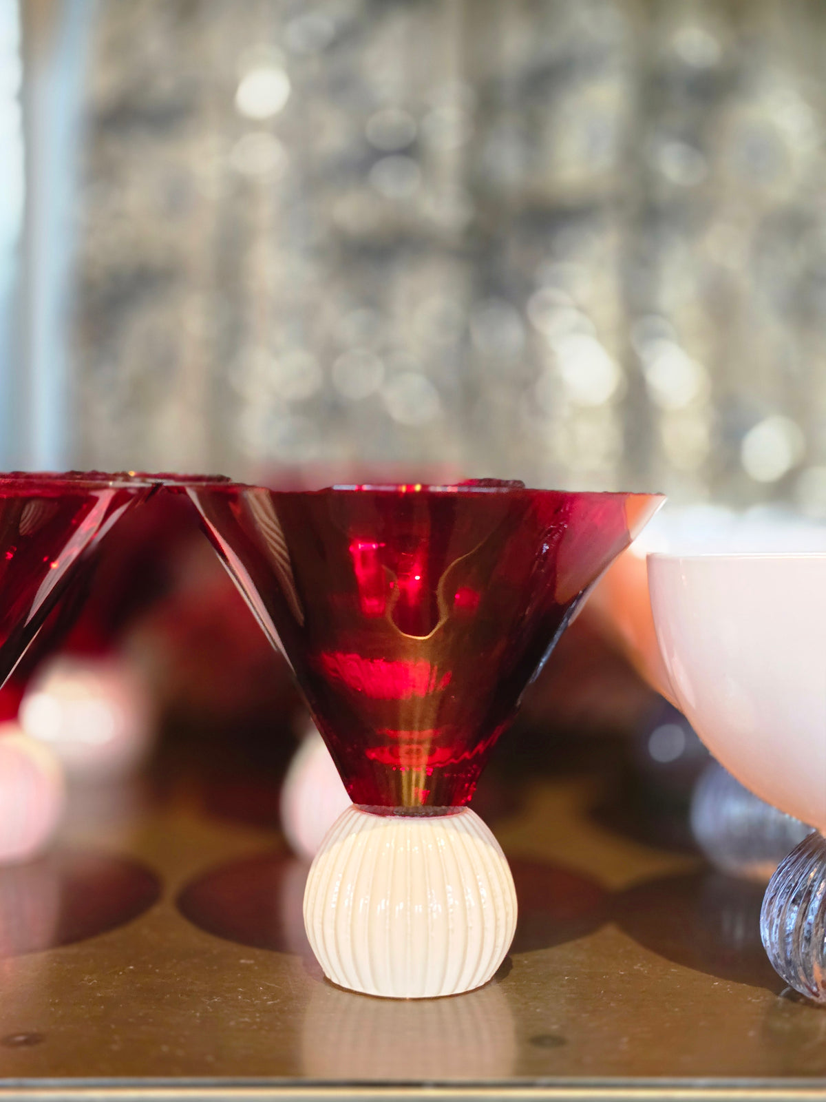 COCKTAILGLAS Röd/creme