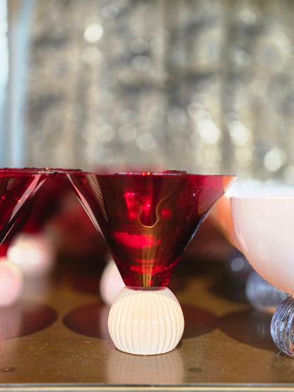 COCKTAILGLAS Röd/creme