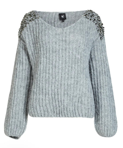 STICKAD TRÖJA Järngrå Nitar