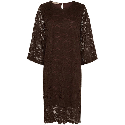 KLÄNNING Brun Spetsmönster