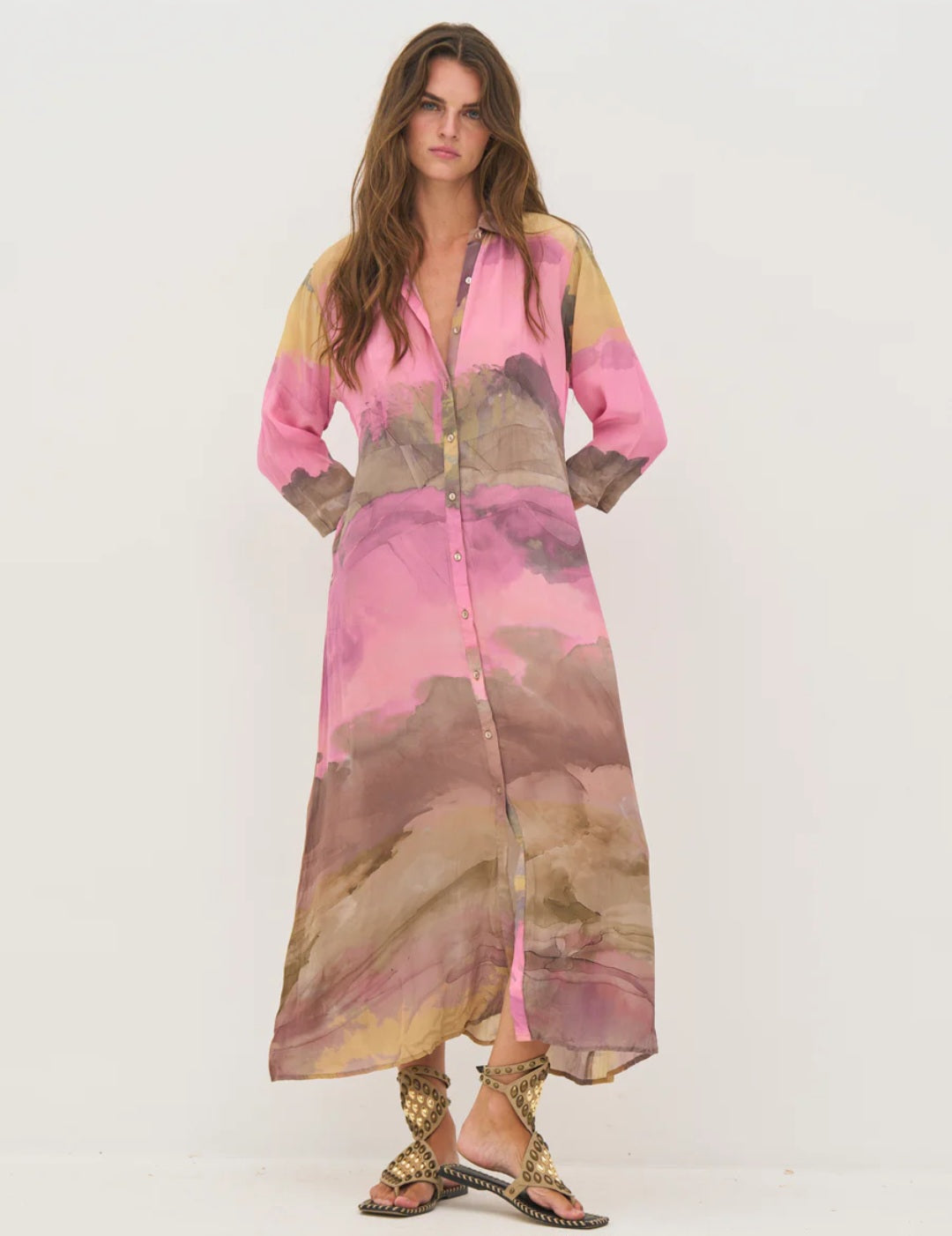 KLÄNNING Dana Rosa/beige/brun