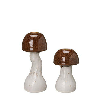 LJUSSTAKE Svamp Brunmelerad/offwhite
