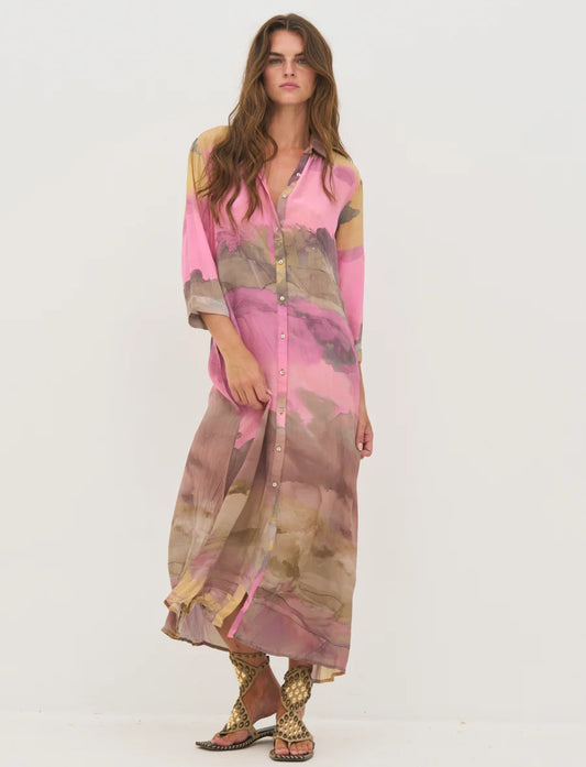 KLÄNNING Dana Rosa/beige/brun