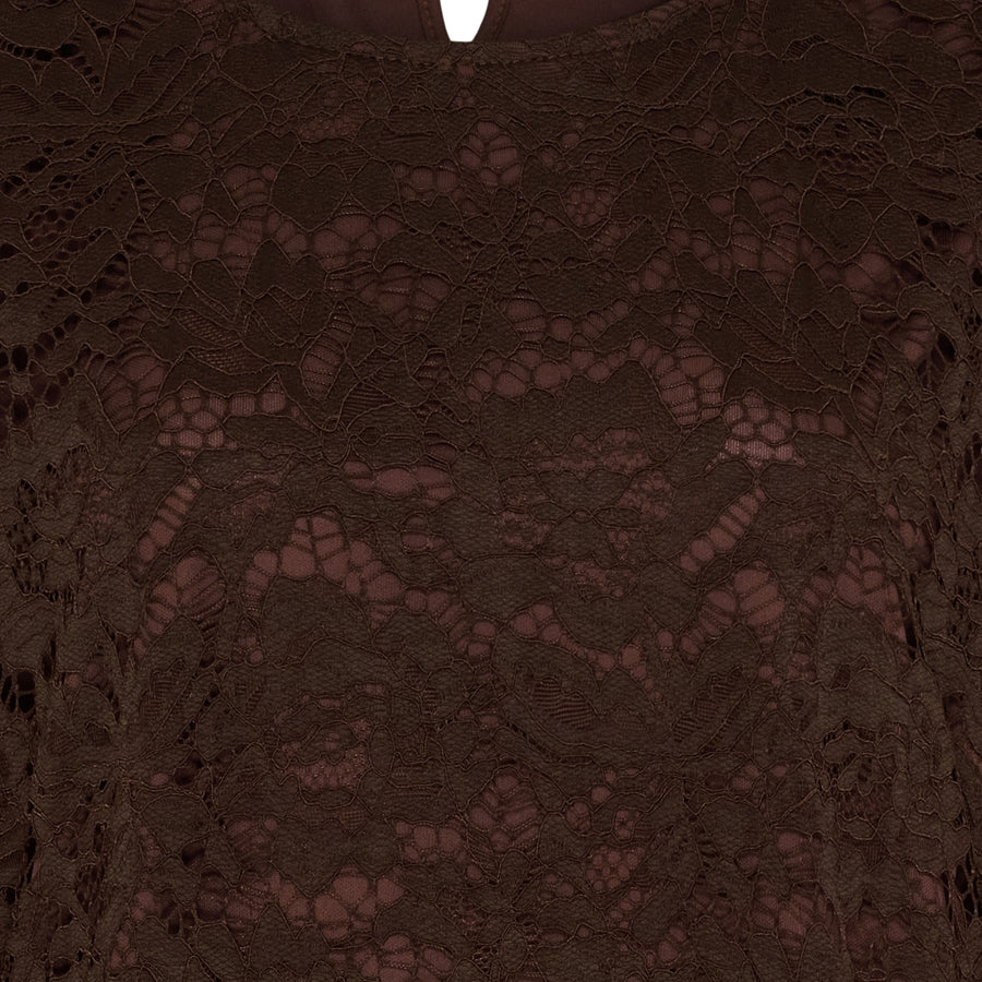 KLÄNNING Brun Spetsmönster