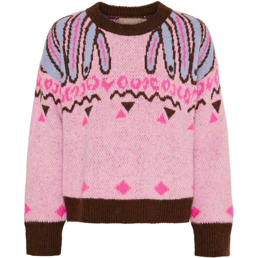TRÖJA Stickad Rosa/brun