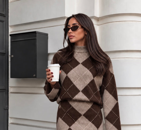 CHECKMATE SET Espresso/taupe
