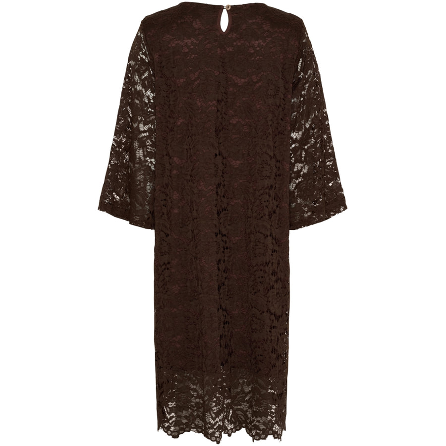 KLÄNNING Brun Spetsmönster