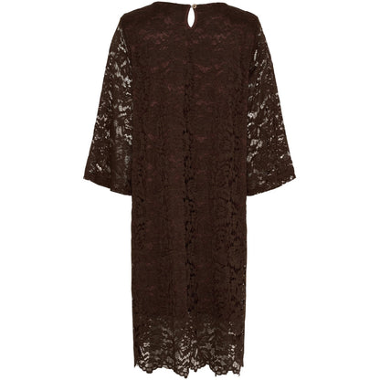 KLÄNNING Brun Spetsmönster